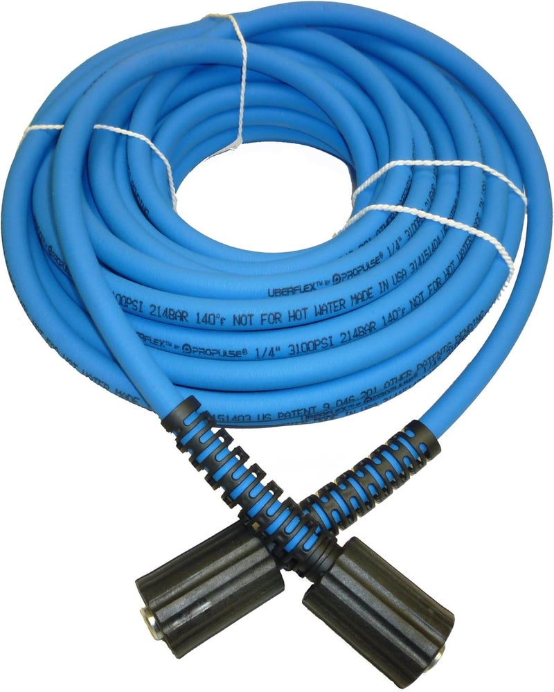 ProPulse Blue UBERFLEX Kink Resistant Pressure Washer Hose 1/4" x 30' 3,100 PSI with (2) 22MM - Image 1